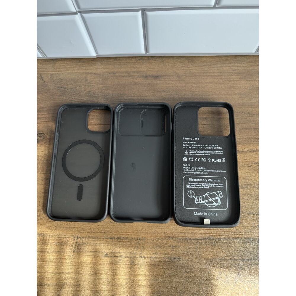 Lot of 3 iphone 13 cases. One is a battery charger case.